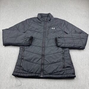 Under Armour Jacket Women Medium Black ColdGear Infrared Puffer Full Zip 1321441